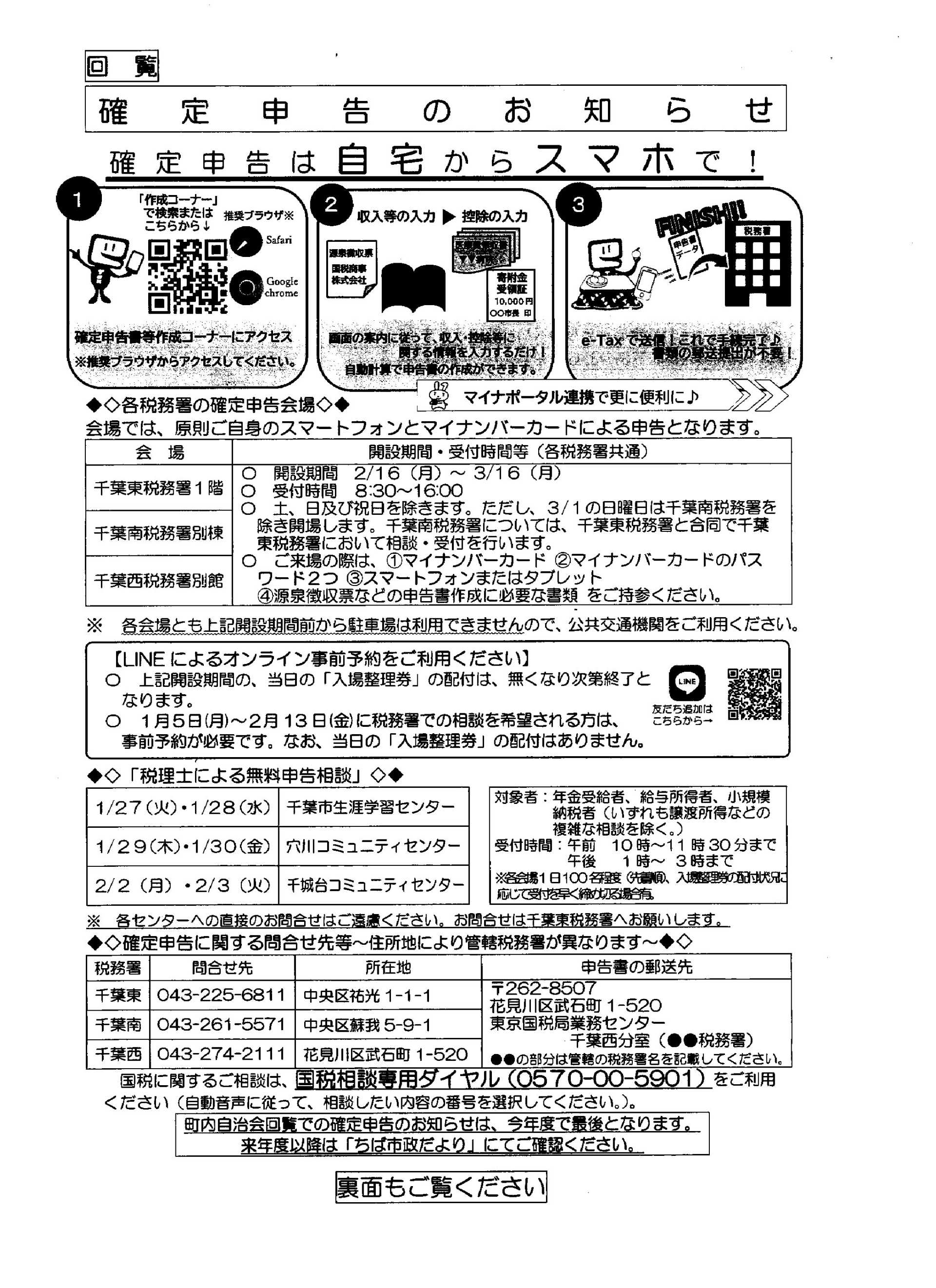 確定申告のお知らせ